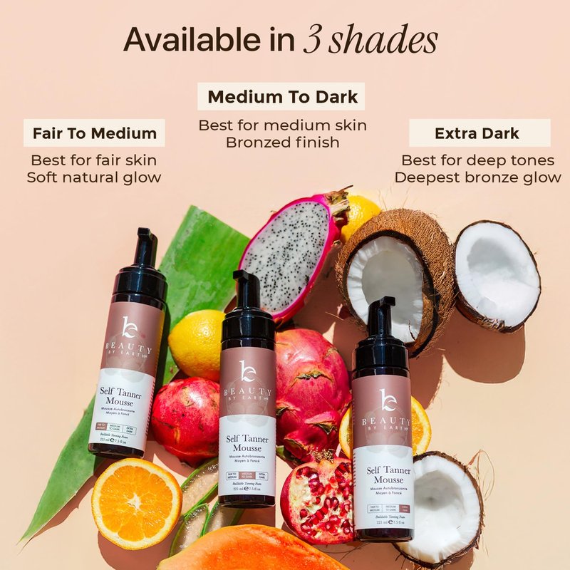 Self Tanner Mousse - Natural & Organic Sunless Tanning Foam for Dark Tan | Streak-Free Finish & Glow