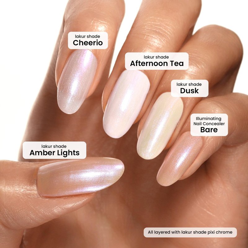 LONDONTOWN Lakur Nail Polish/Topper - Chrome Glaze - Enhanced Color Long Lasting Top Nail Coat Gel-free Shine Nail Look, Pixi Chrome Topper 0.4 oz