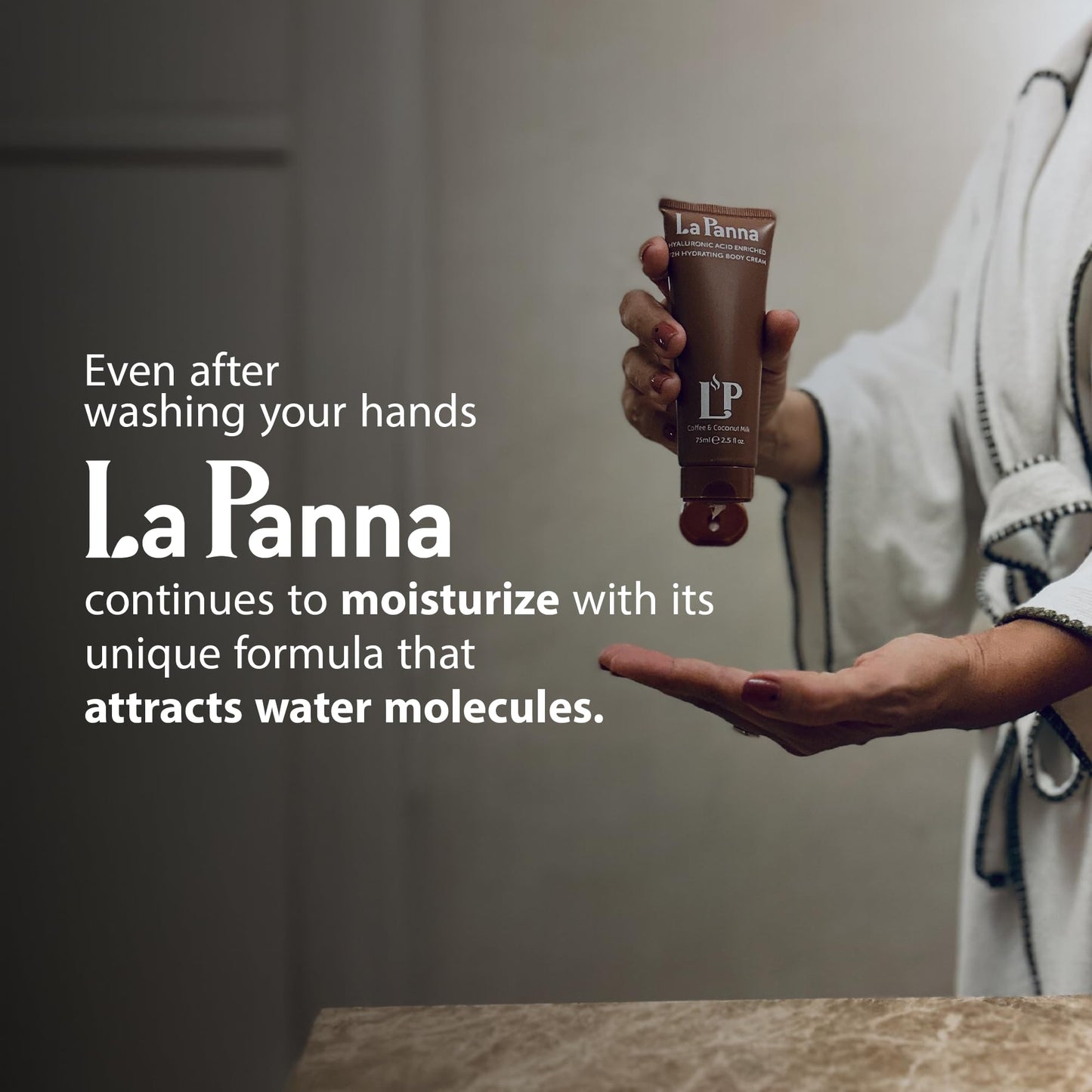 La Panna Coffee & Coconut Milk Body Cream, 72H Moisture, with Hyaluronic Acid and Vitamins, 2.5 fl oz (2 packs)