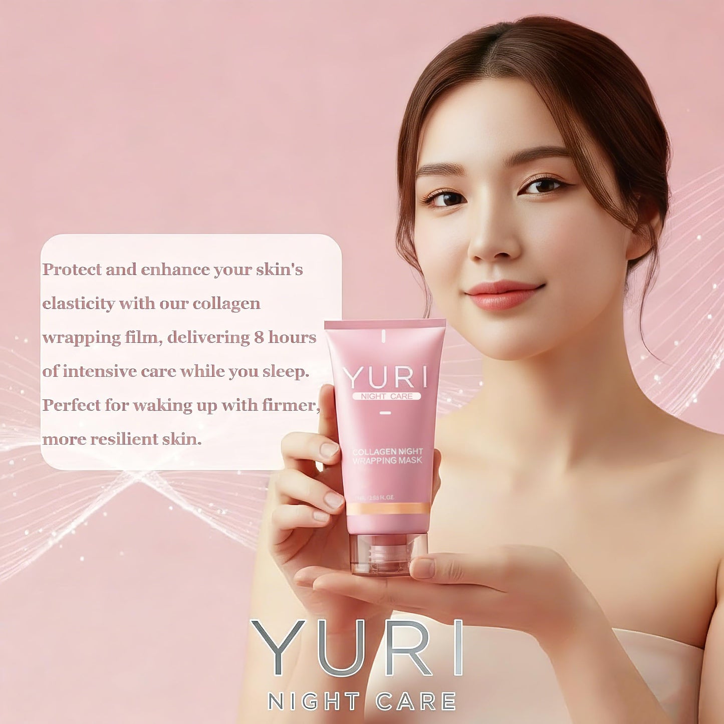 Orvian YURI Collagen Night Wrapping Mask,YURI Collagen Mask,Easy Peel Off Facial Mask Skin Care night mask,Hydrating Face Mask is the Ideal Gifts for Women and Teen Girls!2.54 fl.oz (2pcs)