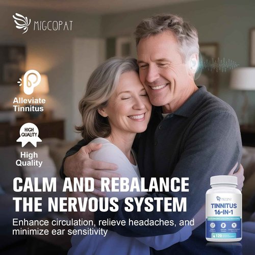 Migcopat Tinnitus Relief for Ringing Ears, Tinnitus Relief Supplement with Ginkgo Biloba & Vitamin B12 | Support Ear and Nervous System Health, Vegan & Gluten-Free – 120 Capsules