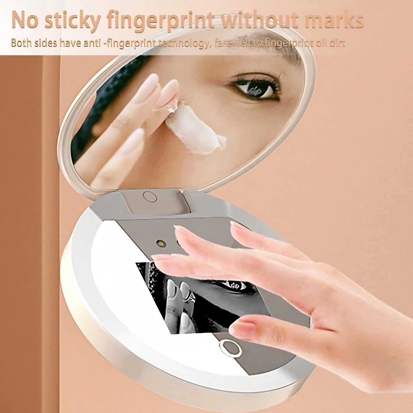 BONKZEBU Travel Mirror with Light Intelligent Touch Control Brightness Adjustment Camera Lens Testing Compact Makeup Mirror with Magnification Portable LED Vanity Mirror for Travel and Home Use