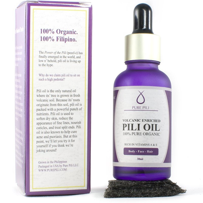 Pure Pili ORGANIC Pili Oil For Skin, Hair, Face, Nails, Beard & Cuticles -100% Volcanic Enriched Anti Aging, Anti Wrinkle, Cold Pressed Moisturizer, 30 ml