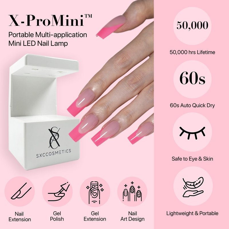 SXC Cosmetics X-Pro Tips French Tip Press on Nails β French Pink Edition (PINK118KIT-XS Almond)