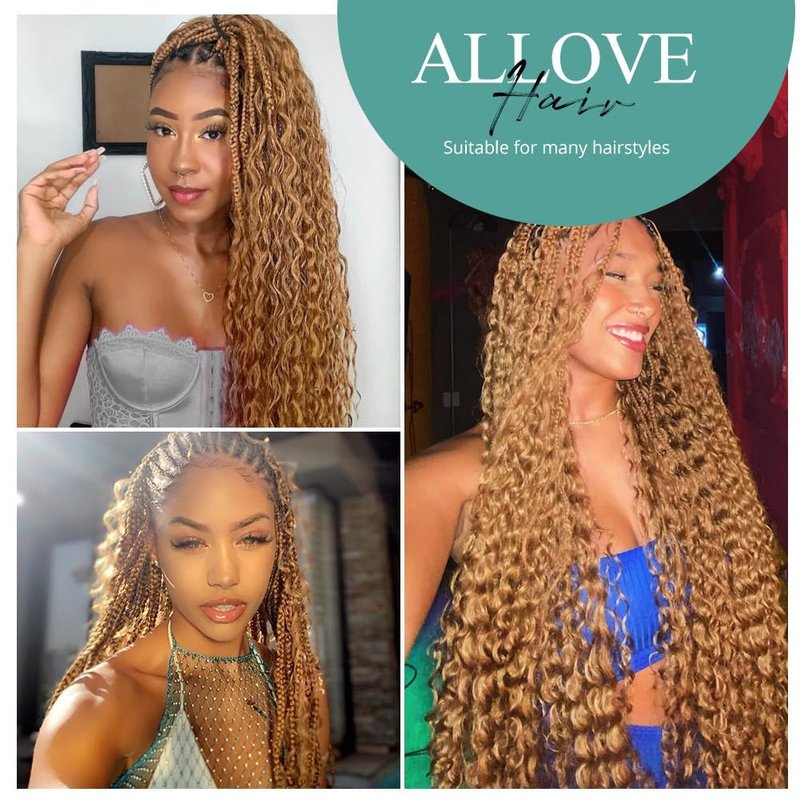 50g 20 Inch Deep Wave Bulk Human Braiding Hair Honey Blonde Human Braiding Hair for Boho Braids 1 Bundle/Pack No Weft Color 27# 100% Brazilian Human Braiding Hair Extensions for Micro Braiding