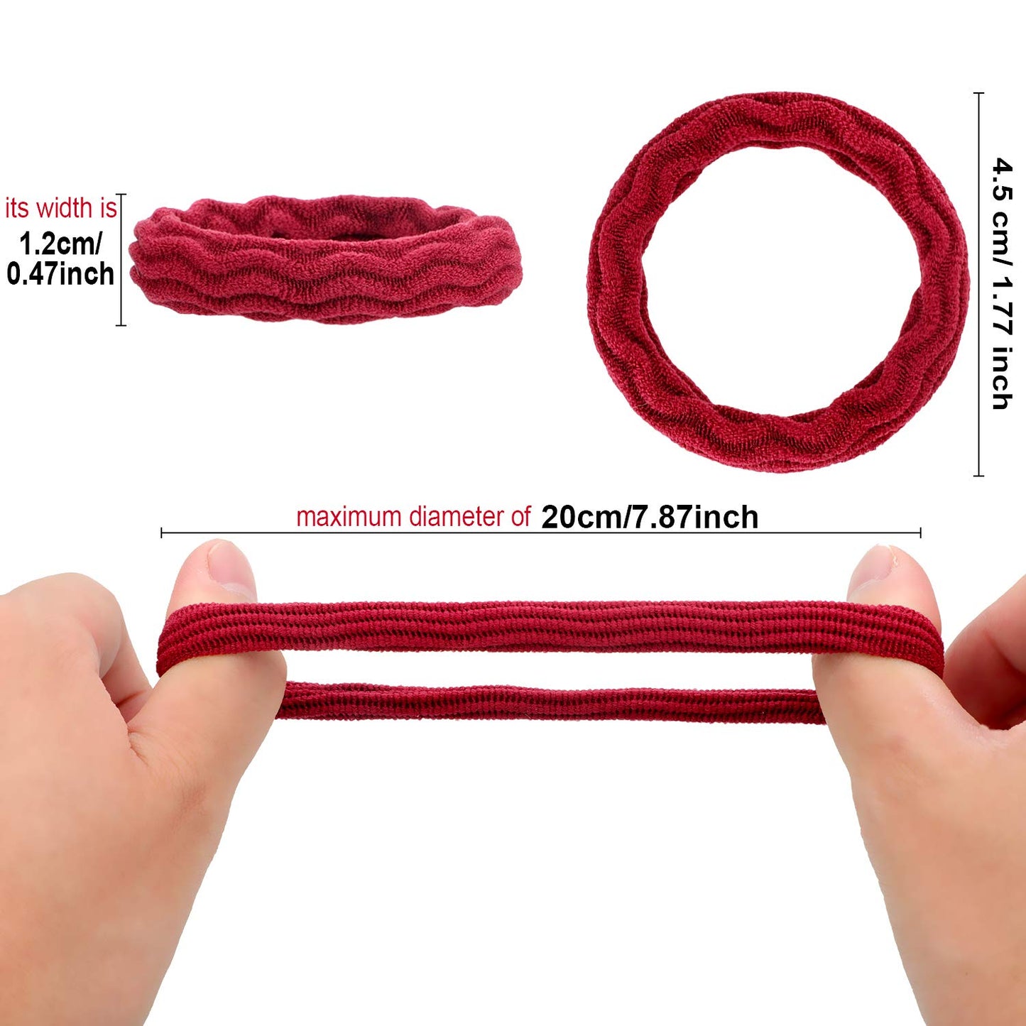 Seamless Hair Ties - 60 Cotton No-Crease Ponytail Holders for Thick Curly Hair