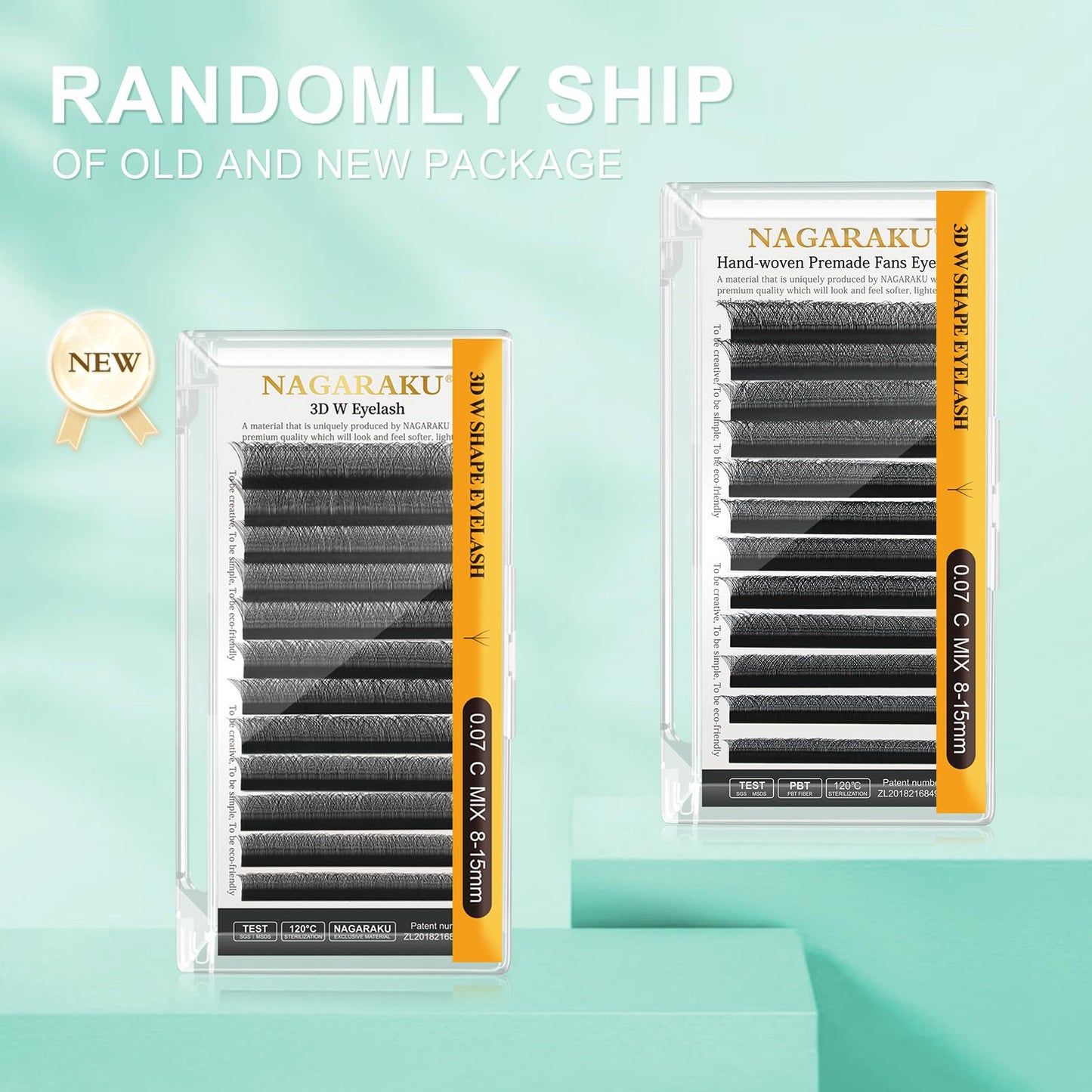 NAGARAKU 3D W Shape Eyelash Extension 5 Trays in 1 pack Volume 0.07mm D curl 9/10/11/12/13mm Premade Fans Faux Mink Matte Black Cluster Easy Fanning False Lashes