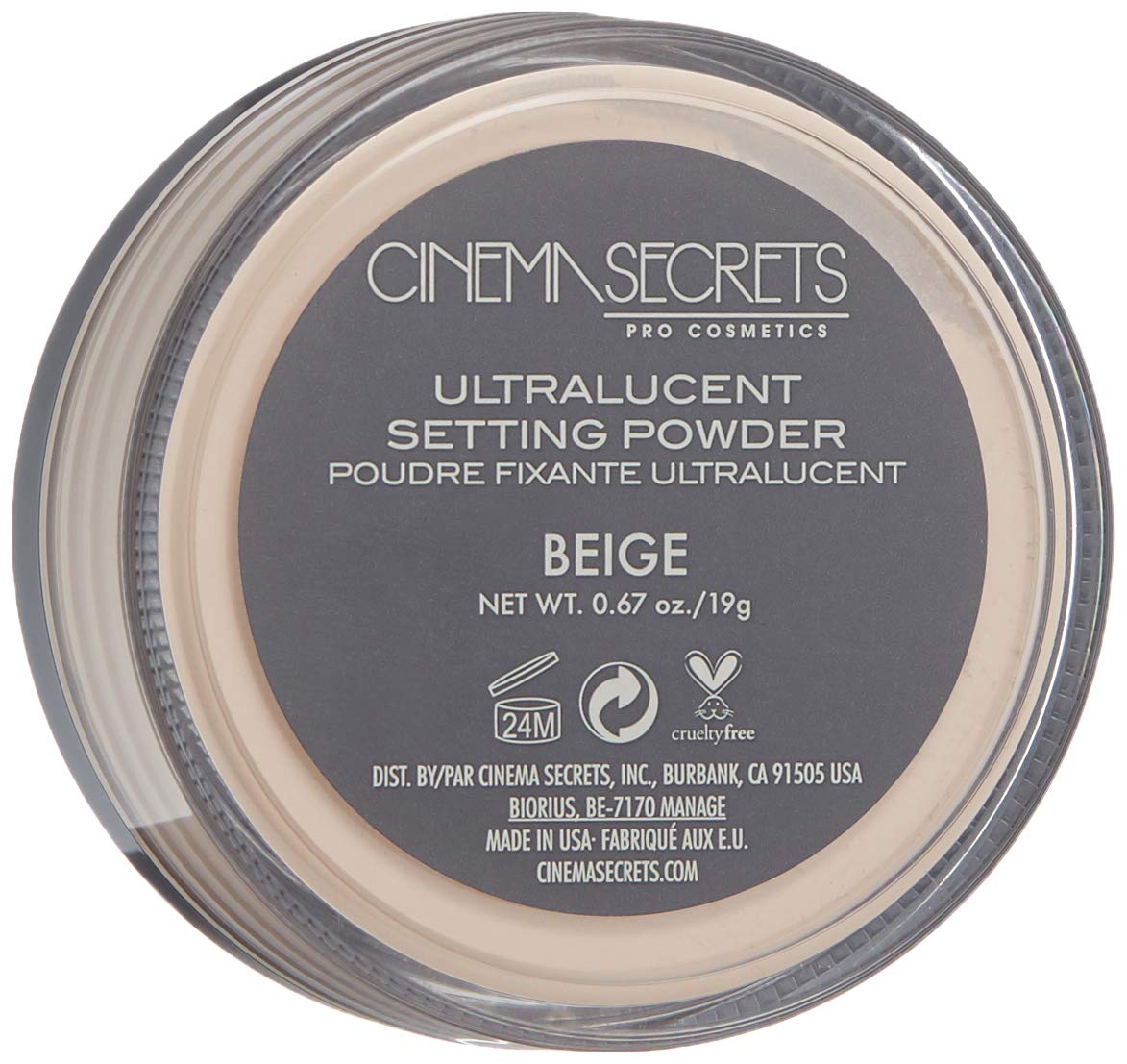 Cinema Secrets Ultralucent Setting Powder- Beige. Talc-Free Loose Mineral Powder for All Skin Types, Oil Control, Shine-Free Finish, Breathable, Weightless, & Moisture-Resistant, Organic Ingredients