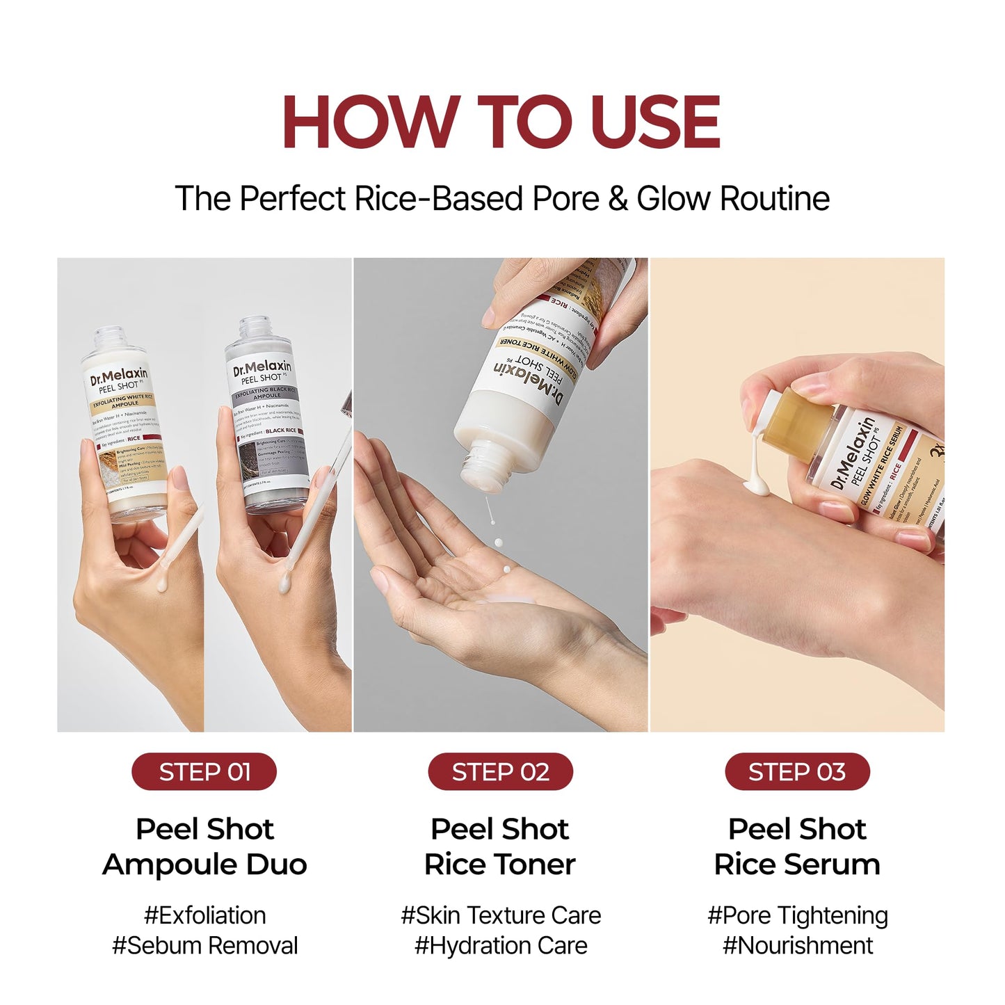 Dr.Melaxin Peel Shot Glow Rice PDRN Serum 30ml Facial Skin Care Smooth Texture For Pore Care Korean Skin Care