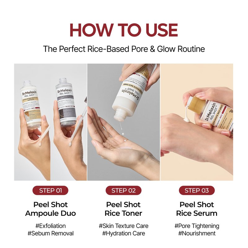 Dr.Melaxin Peel Shot Glow Rice PDRN Serum 30ml Facial Skin Care Smooth Texture For Pore Care Korean Skin Care
