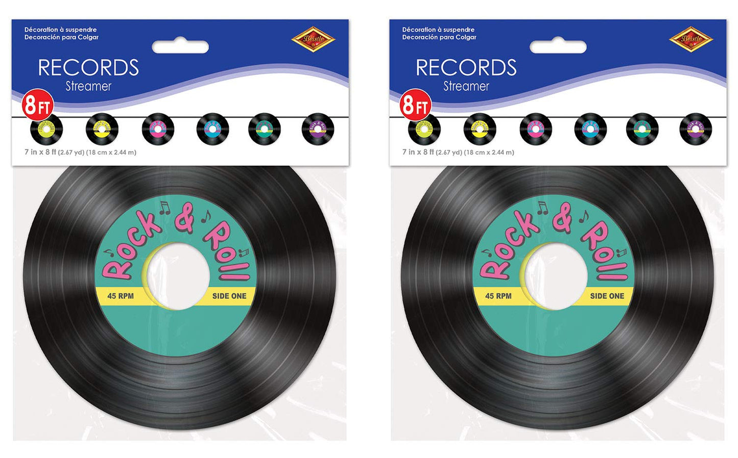Beistle Records Streamers 2 Piece, 7" x 8', Multicolored