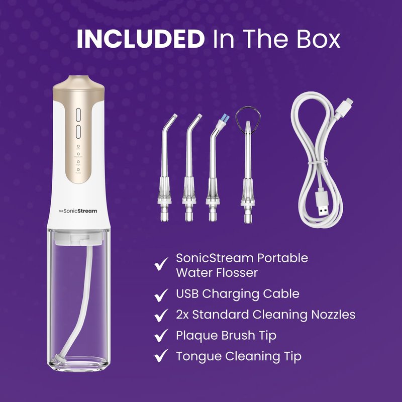 Sonic Dental Cordless Water Flosser with 3 Cleaning Modes & 3 Tips for Improved Oral Hygiene