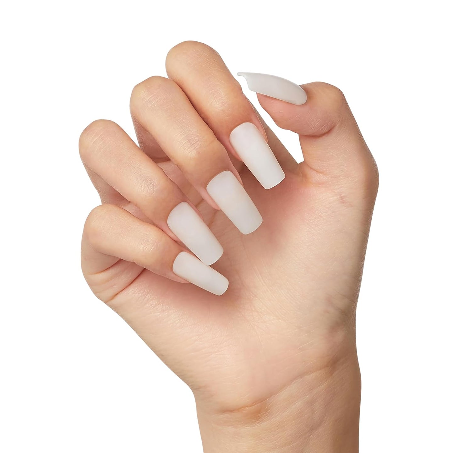 KISS Salon Acrylic Natural Press On Nails, Nail glue included, 'Rare', Nude, Short Size, Squoval Shape, Includes 28 Nails, 2g Glue, 1 Manicure Stick, 1 Mini File