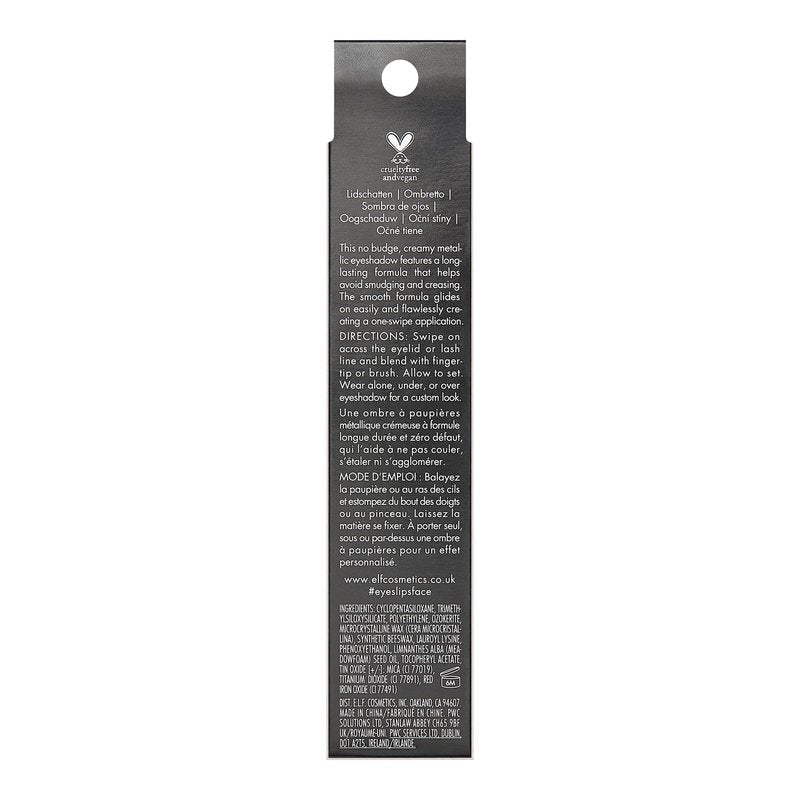 e.l.f. No Budge Shadow Stick, Long-Lasting Cream Eyeshadow Stick For High-Pigment, Metallic Color, Vegan & Cruelty-Free, Perfect Pearl