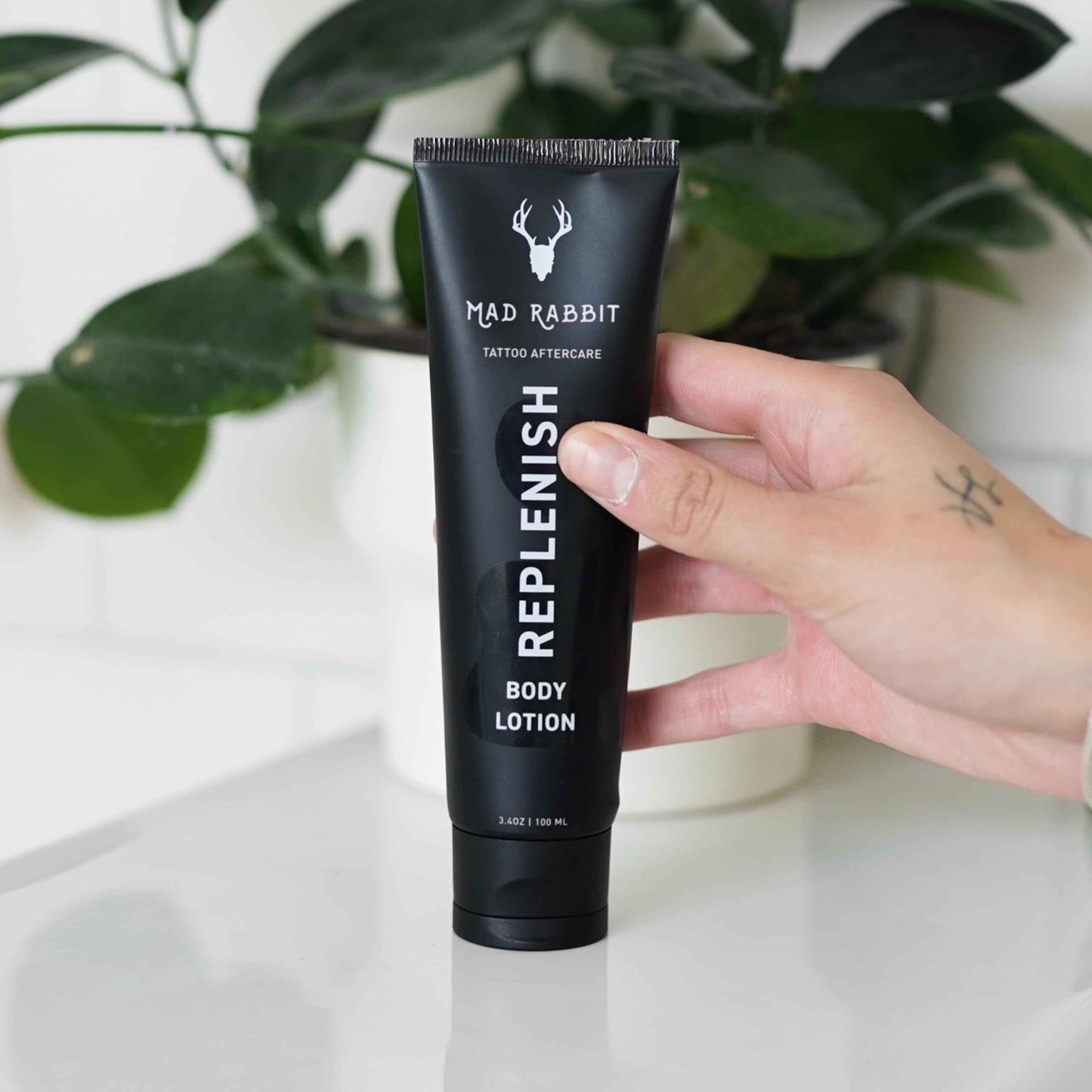 Mad Rabbit Replenish Tattoo Body Lotion - Fragrance-Free Lotion, Non-Greasy & Silicone-Free, Clean Ingredients, Lightweight for Daily Use (3.4 Fl Oz)