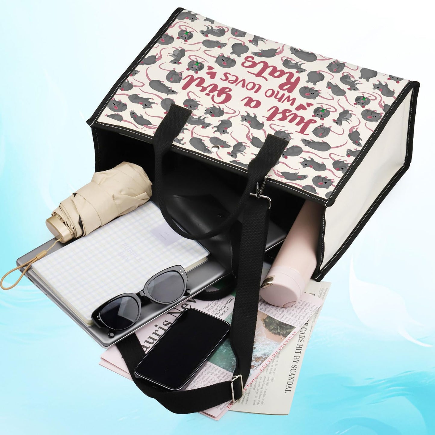 LEVLO Funny Rat Cosmetic Bag - Animal Lover Gift, Just A Girl Who Loves Rats Makeup Zipper Pouch for Women Girls (Rats LT)