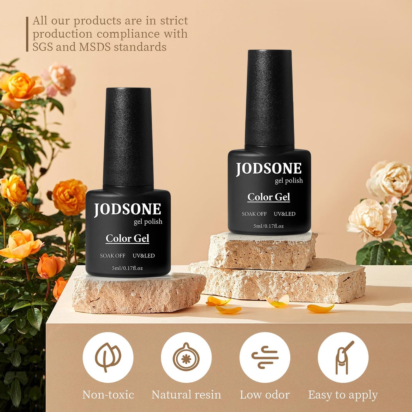 JODSONE Gel Nail Set 20+3 Colors High Shine Gorgeous Gel Polish Base Top Matte Coat Nice Gifts Show Charm