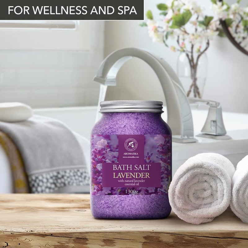 Sea Salt with Natural Lavender Essential Oil – Set of 2 × 46 oz – Aromatherapy Bath Salts – Relaxation & Body Care