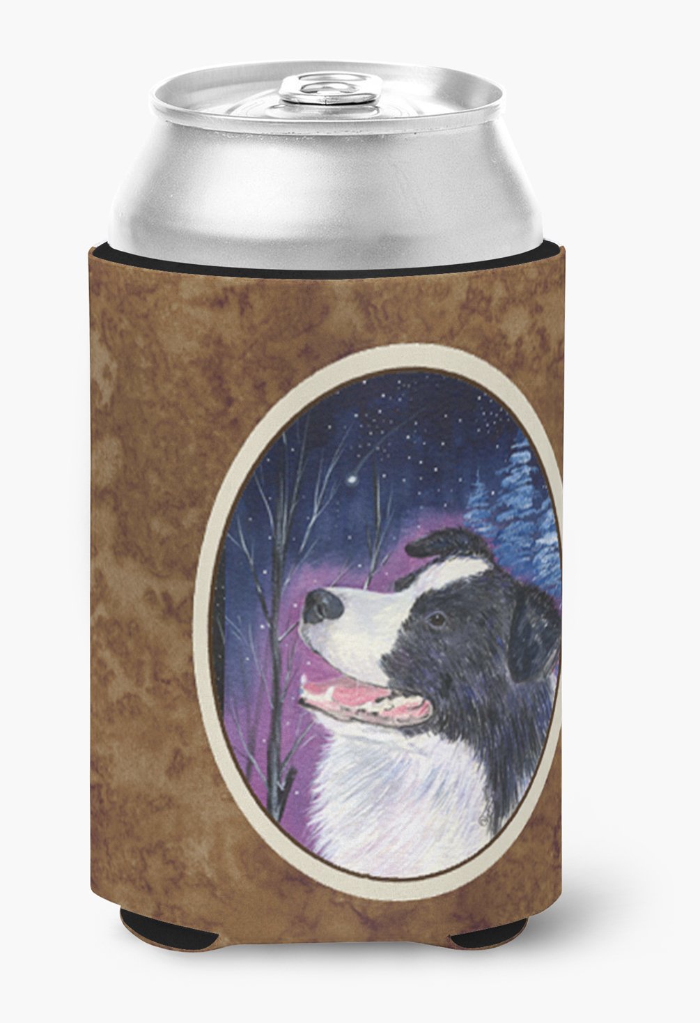 Caroline's Treasures SS8369CC Starry Night Border Collie Can or Bottle Hugger Cooler Washable Drink Sleeve Collapsible Beverage Insulated Holder, Can Hugger, Multicolor