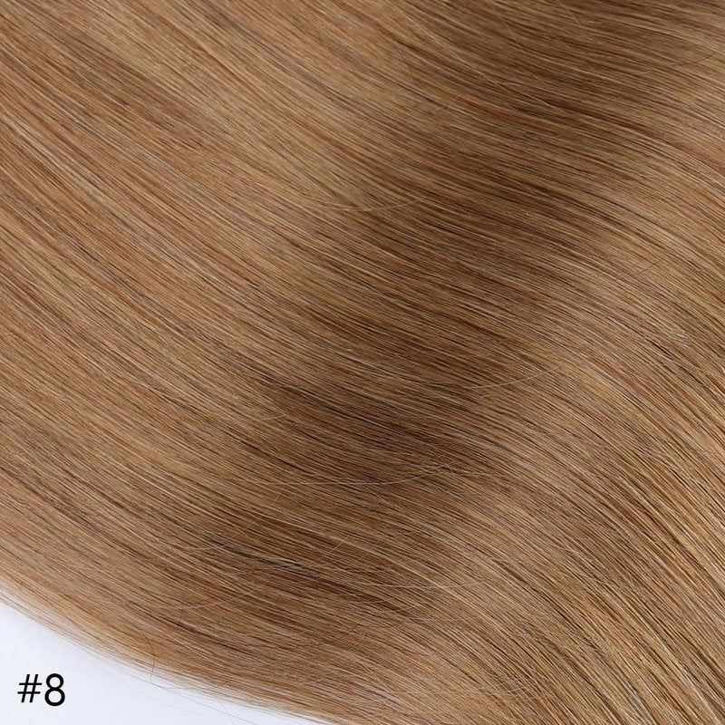 Real Human Hair Clip-In Extensions - Remy Medium Brown 12 Inches | 80g, 7 Pieces, 16 Clips