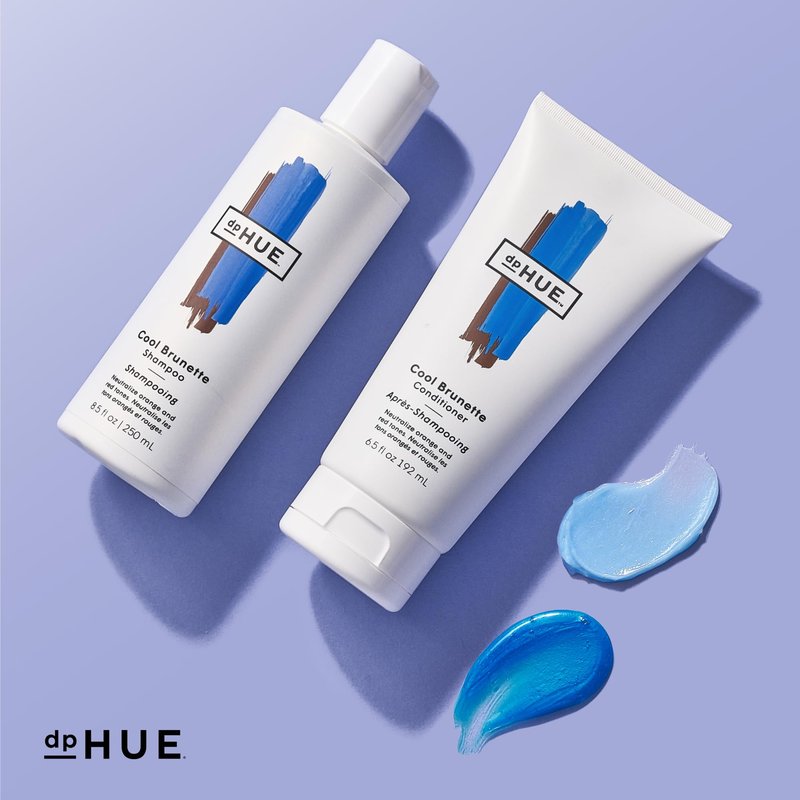 dpHUE Cool Brunette Shampoo - 8.5 oz - Blue Pigments Neutralize Unwanted Orange, Red & Brassy Tones - Color Safe - Paraben, SLS & SLES Sulfate Free - Leaping Bunny Certified