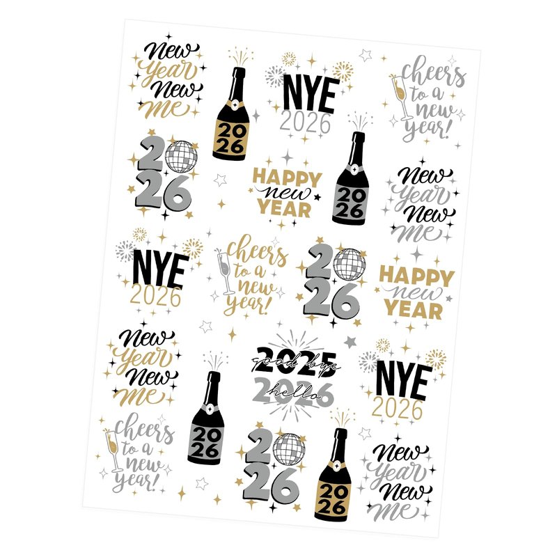 Ovasorve New Years Eve Party Supplies 2026 Temporary Tattoos 40 Gold Silver Foil Styles NYE Party Favors Happy New Years Decorations 2026 NYE Decor