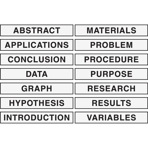 Pacon Self-Adhesive Presentation Science Subtitles, 14 Titles, 1-1/2" x 8-1/2" (3764), White