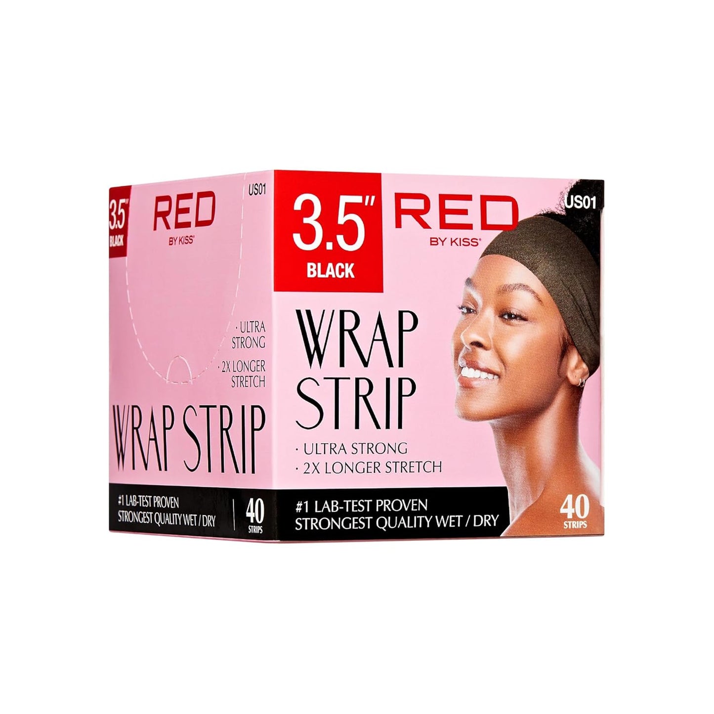 Red by Kiss Hair Wrapping Strip, Ultra Strong 2X Longer Stretch, 40 Strips, Suitable for Wet/Dry Hair, White, Styling Paper for Sleek Hairstyles (3.5", Black, 1 PACK)