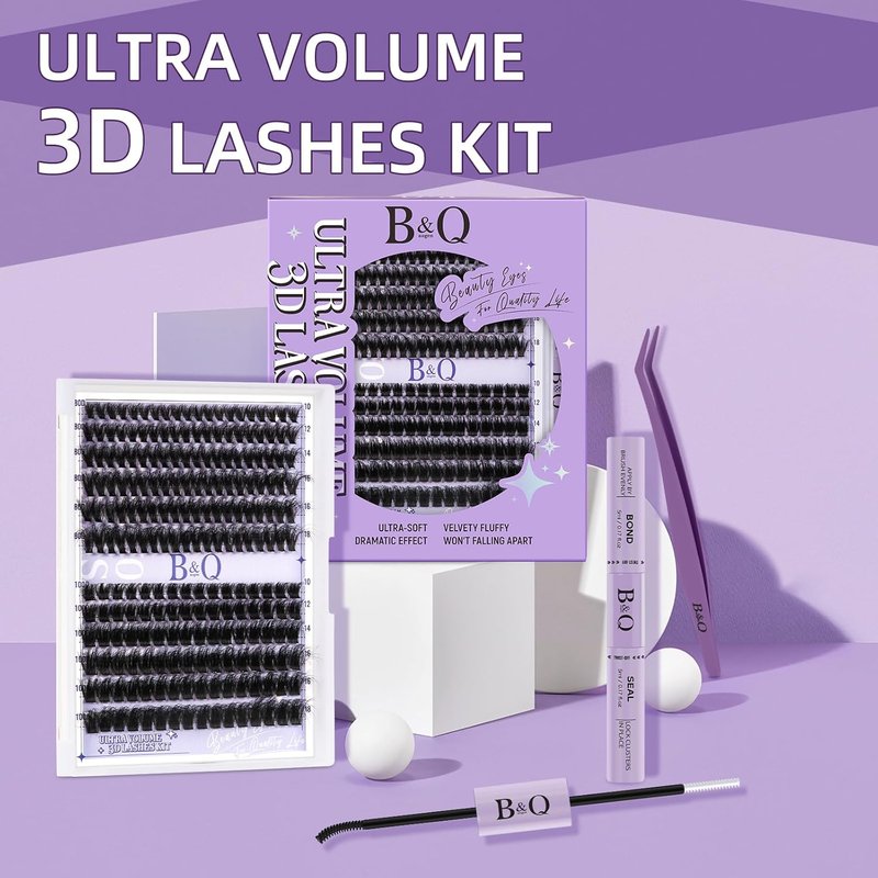 Volume Lash Clusters Kit - 280PCS 3D Wispy DIY Eyelash Extensions with Bond, Remover & Tweezers | Thick Individual Lashes