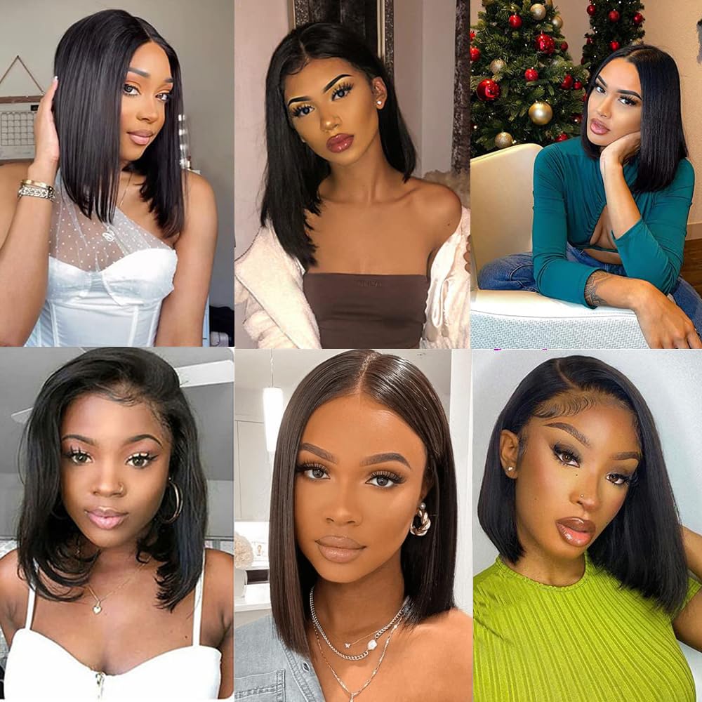 Short Bob Wig - 13x4 Frontal Human Hair Wigs for Black Women | 180% Density, Pre-Plucked, 10 Inch