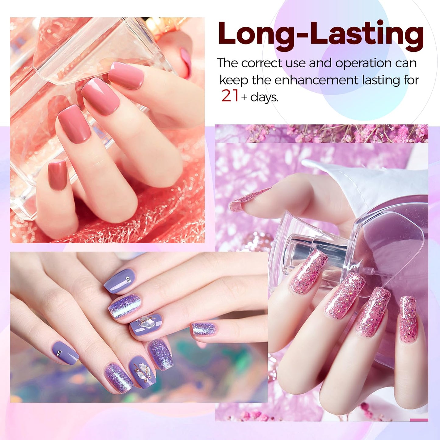 JODSONE Gel Nail Set 20+3 Colors High Shine Gorgeous Gel Polish Base Top Matte Coat Nice Gifts Show Charm