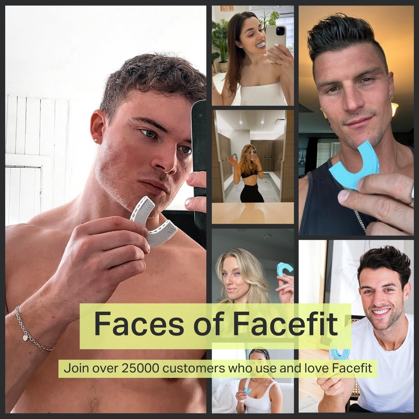 Facefit Jaw Exerciser for Men & Women – Jawline Shaper & Jaw Trainer – Alternative for Stronger Jaw – Jawline Exerciser to Sculpt Face, Reduce Double Chin – Food-Grade Silicone (Cool Grey)