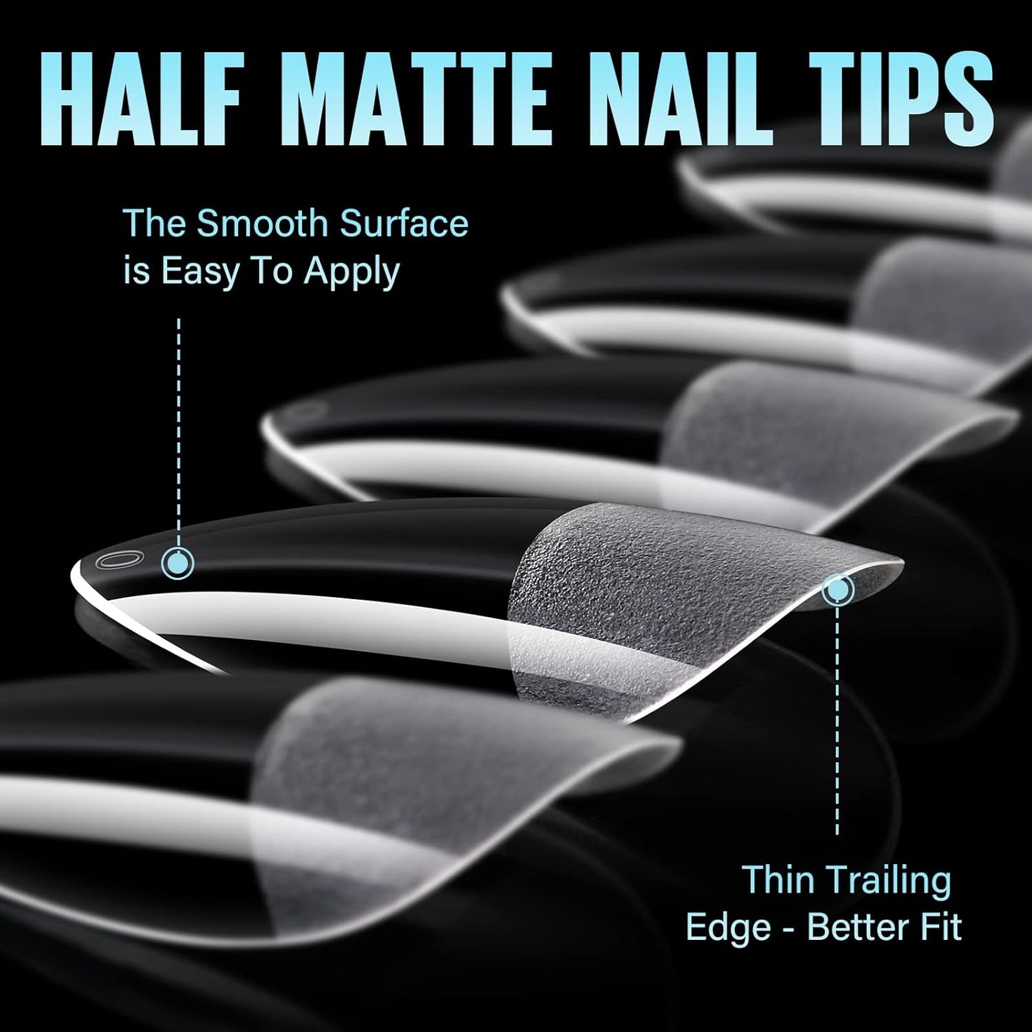 TOMICCA Short Nail Tips Extra Short Square Nail Tips, 192Pcs Fake Nails 12 Sizes Acrylic Clear Nails for Beginner and Professional DIY Gel Nails Salon