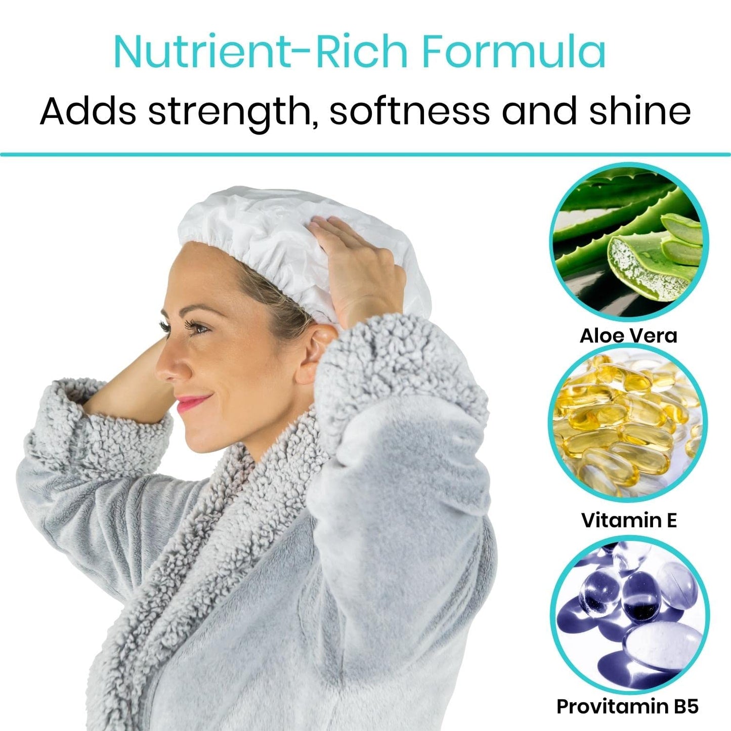 Vive No Rinse Shampoo Cap (6 pcs) - Soft Shower Caps with Conditioner - Scentless Hair Wash and Care - Disposable, Waterless and Microwavable - Perfect for Post-Surgery, Elderly and Rehabilitation