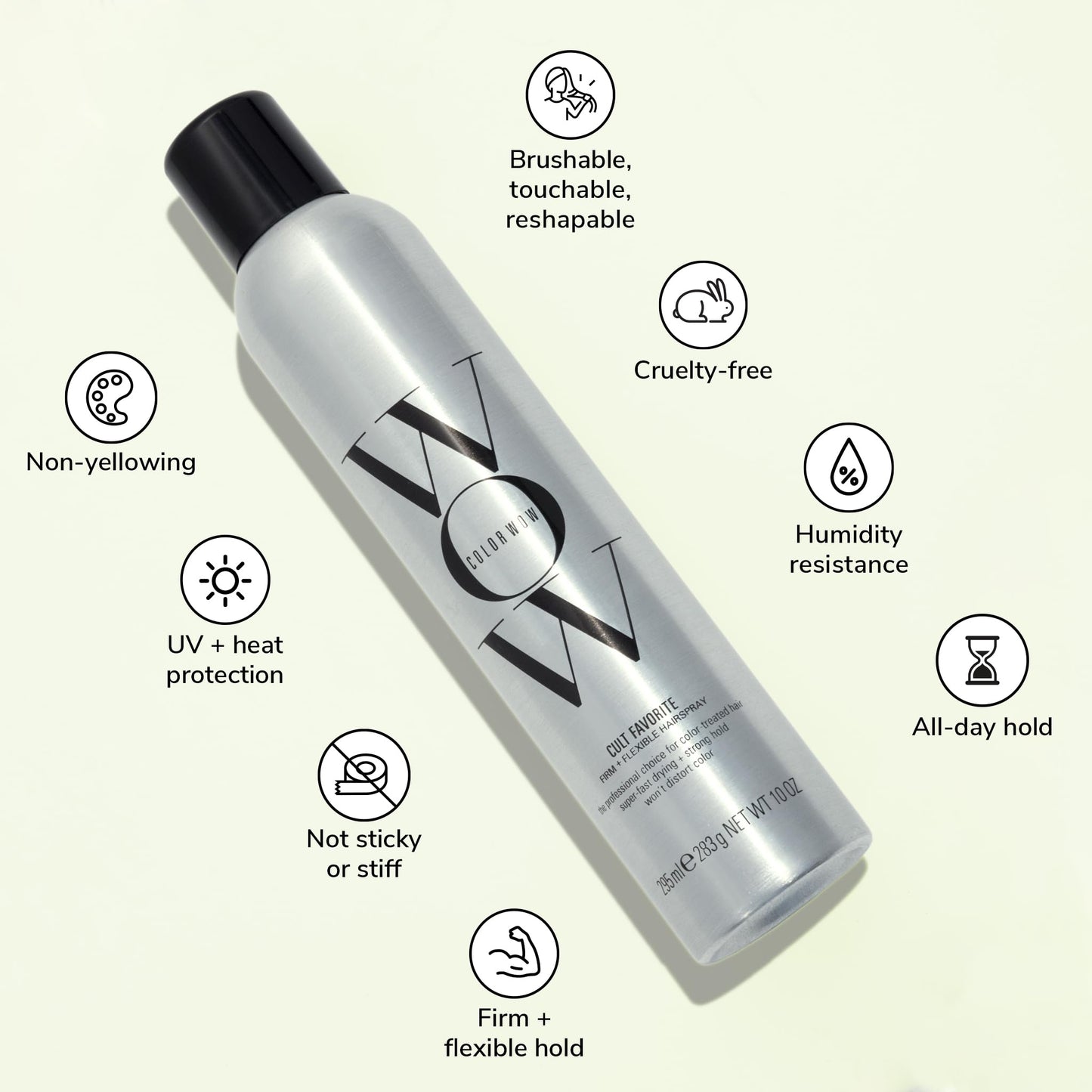 COLOR WOW Cult Favorite Firm + Flexible Hairspray – Lightweight spray with all day hold | Humidity resistance | Heat + UV protection | non stiff, non sticky | Brushable | Non yellowing