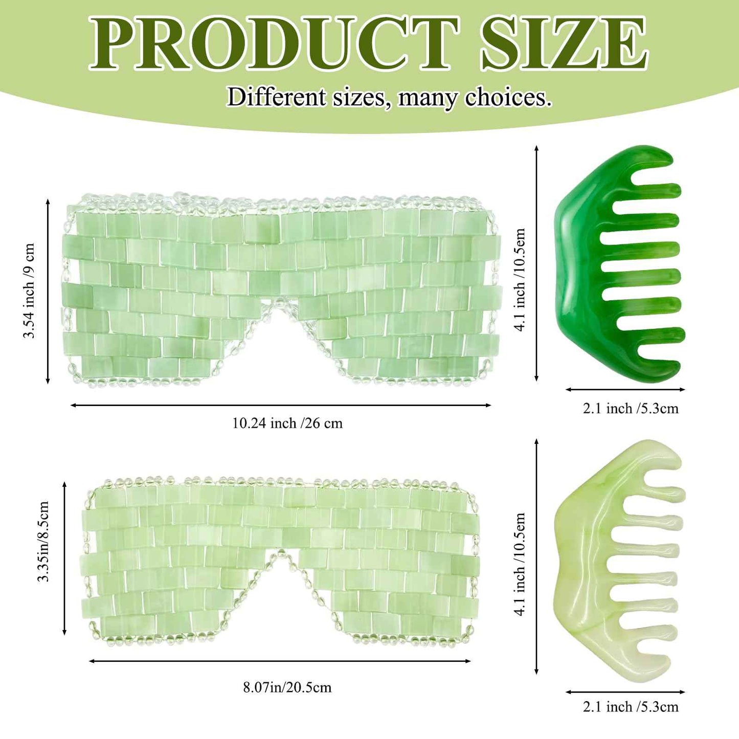 Jade Eye Mask 2 Pcs Jade Eye Mask for Facials can Relieve Puffiness and Relieve Eye Cover (Comes with Massage M-Shaped Comb *1, Eight-Tooth Comb *1)