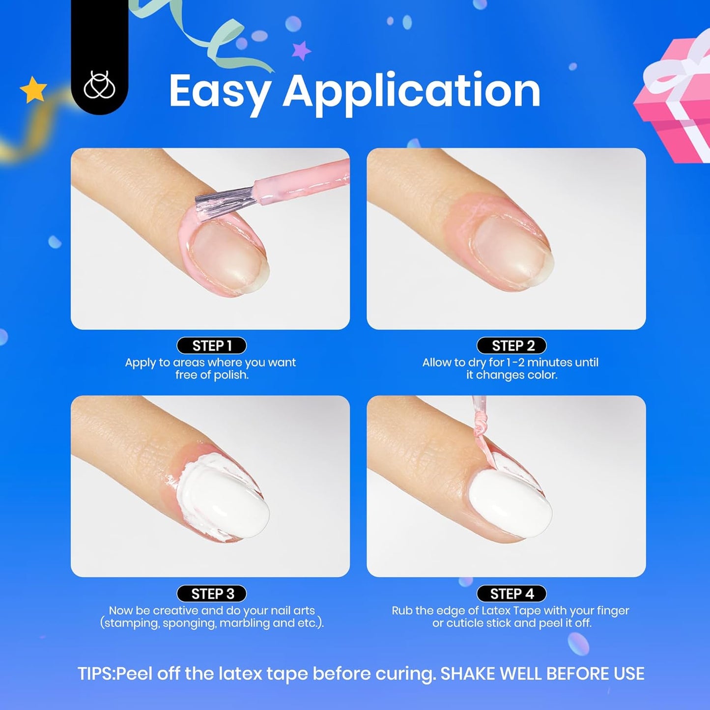 Beetles Liquid Latex for Nail 15ml - Peel off Nail Polish Cuticle Guard with Plastic Nail Care Stick Nails Design Air-Dry Liquid Latex Barrier for Protector Fingers