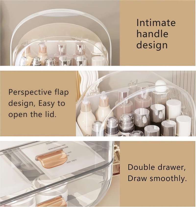 Makeup Organizers for Vanity, Skincare Organizers Cosmetic Display Cases with Transparent Cover, Teen Girls Gift for Bathroom Countertop, Lipstick Organizer