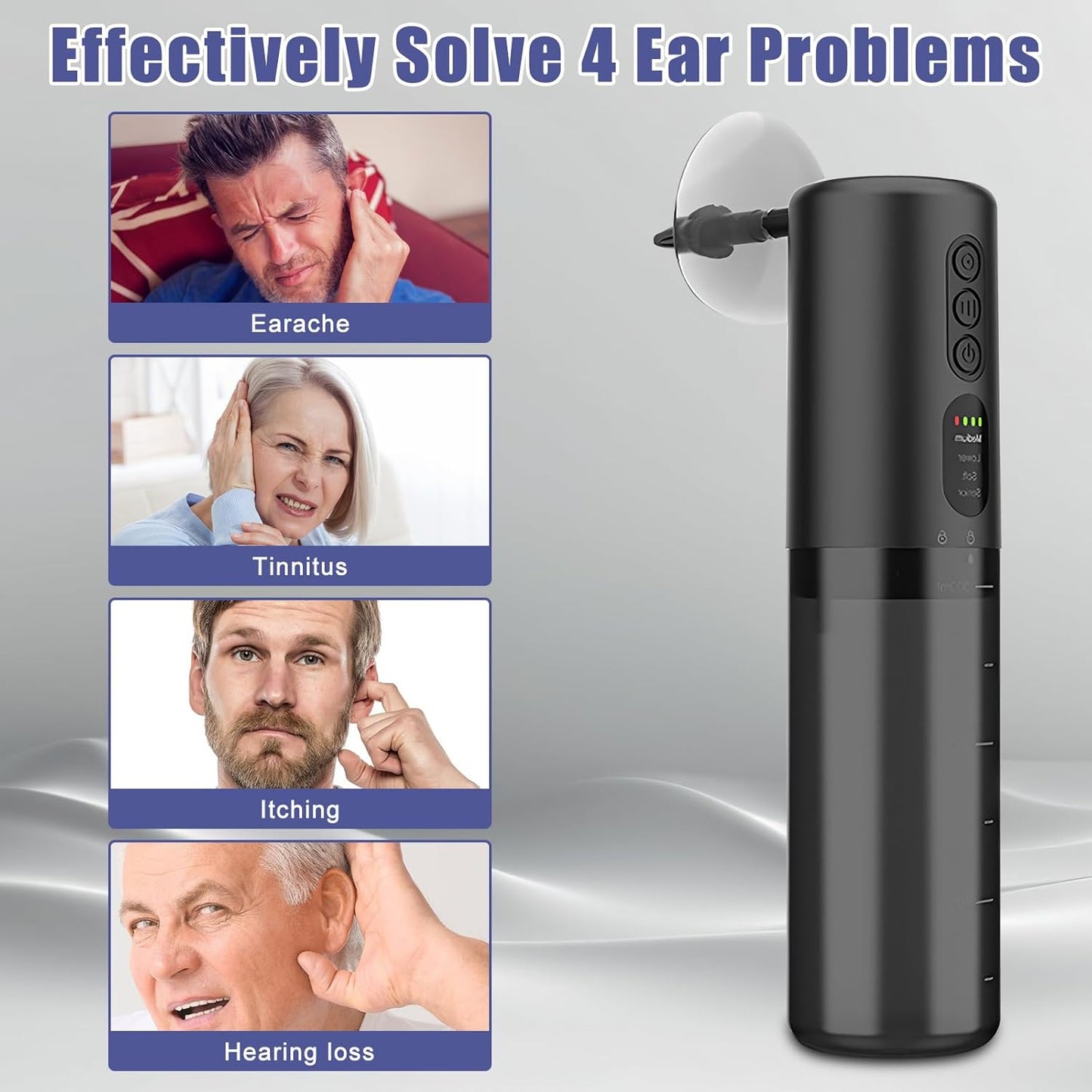Electric Ear Wax Removal Kit - Rechargeable Waterproof Tool with 4 Pressure Settings for Effective Ear Cleaning