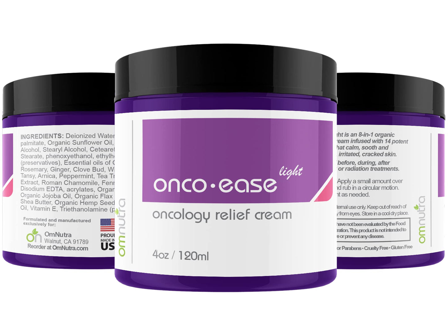 OmNutra OncoEase Oncology Cream - Organic Skin Care Lotion for Topical Relief Extra Strength Moisturizer for Dry Skin Care for Chemo Patients Radiation Treatment Topical Arnica Cream
