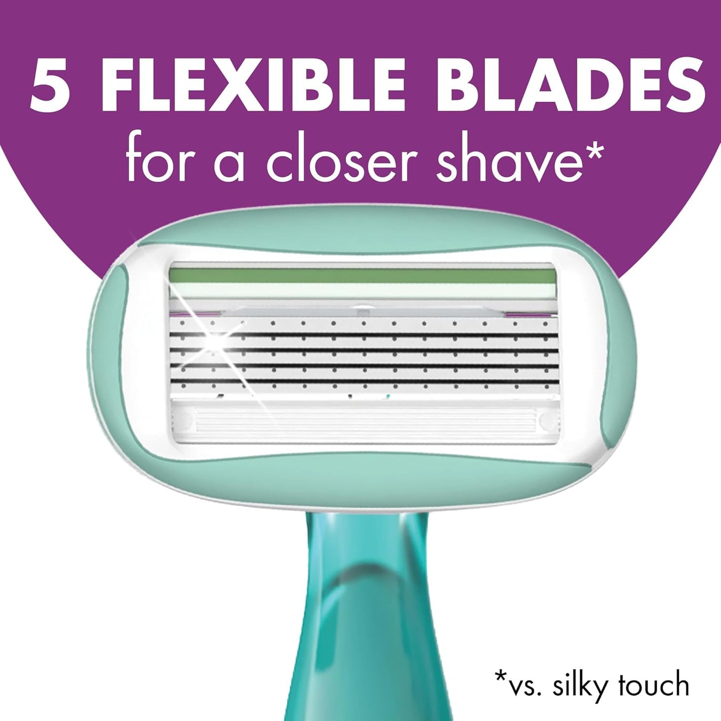 BIC Soleil Sensitive Advanced Women's Disposable Razors With 360 Degree Moisture Strips For Enhanced Glide, Shaving Razors With 5 Blades, 2 Count
