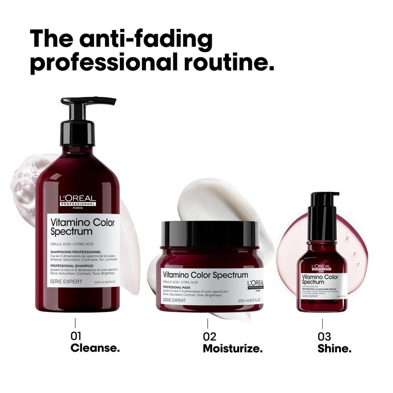 L'Oréal Professionnel Paris Vitamino Color Spectrum Glass Shine Serum - Instant Glass Hair Shine, Protects Color Treated Hair, Heat Protection Up to 450°F, Vibrant Colors Up to 100 Days, Anti-Frizz