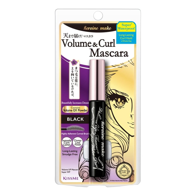 Heroine Make Volume & Curl Mascara - Waterproof, Lengthening Formula for Defined Lashes | Black, Smudge-Proof