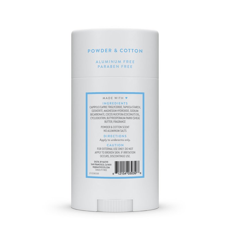 Native Deodorant Contains Naturally Derived Ingredients, 72 Hour Odor Control, Deodorant for Women and Men, Aluminum Free, Powder & Cotton 2.65oz