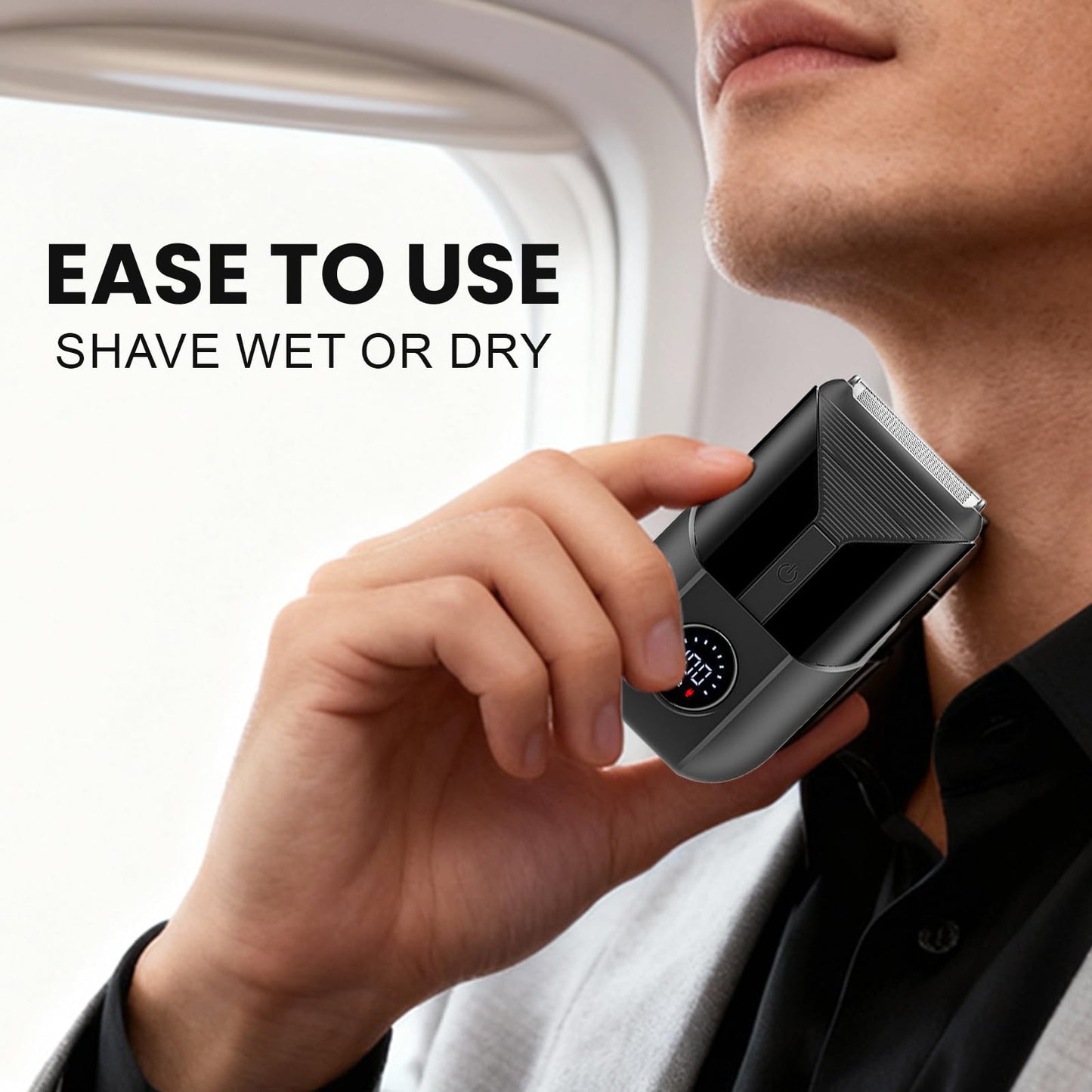 VNTGSHAVER Close Shave Electric Foil Shavers for Men, 3-Speed Electric Razor, Bald Head Shavers, Face Shaving Beard Trimmer with LCD Display, Gifts for Men(Black)