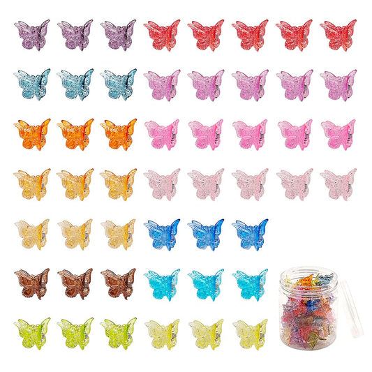 100 Packs Assorted Color Butterfly Hair Clips, Beautiful Mini Clips Accessories for Women and Girls, Random