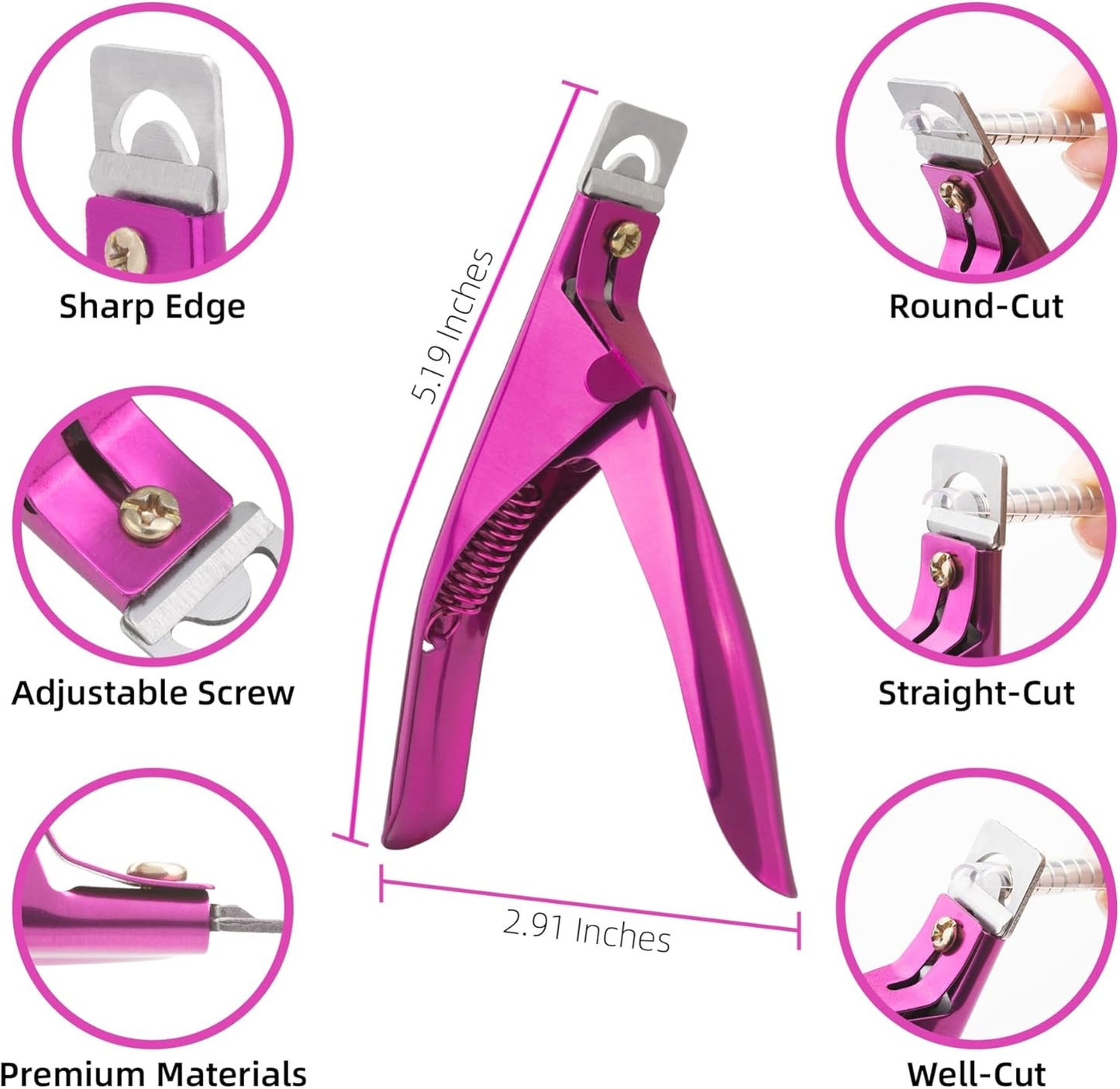 Yaya Acrylic False Nail Clippers with Magnets,Nail Cutters for Nail Tips,Nail Tip Cutter with Length Measurement, Acrylic Nail Cutter with Sizer Magnets, Manicure Tool for Salon Home Nail Art.