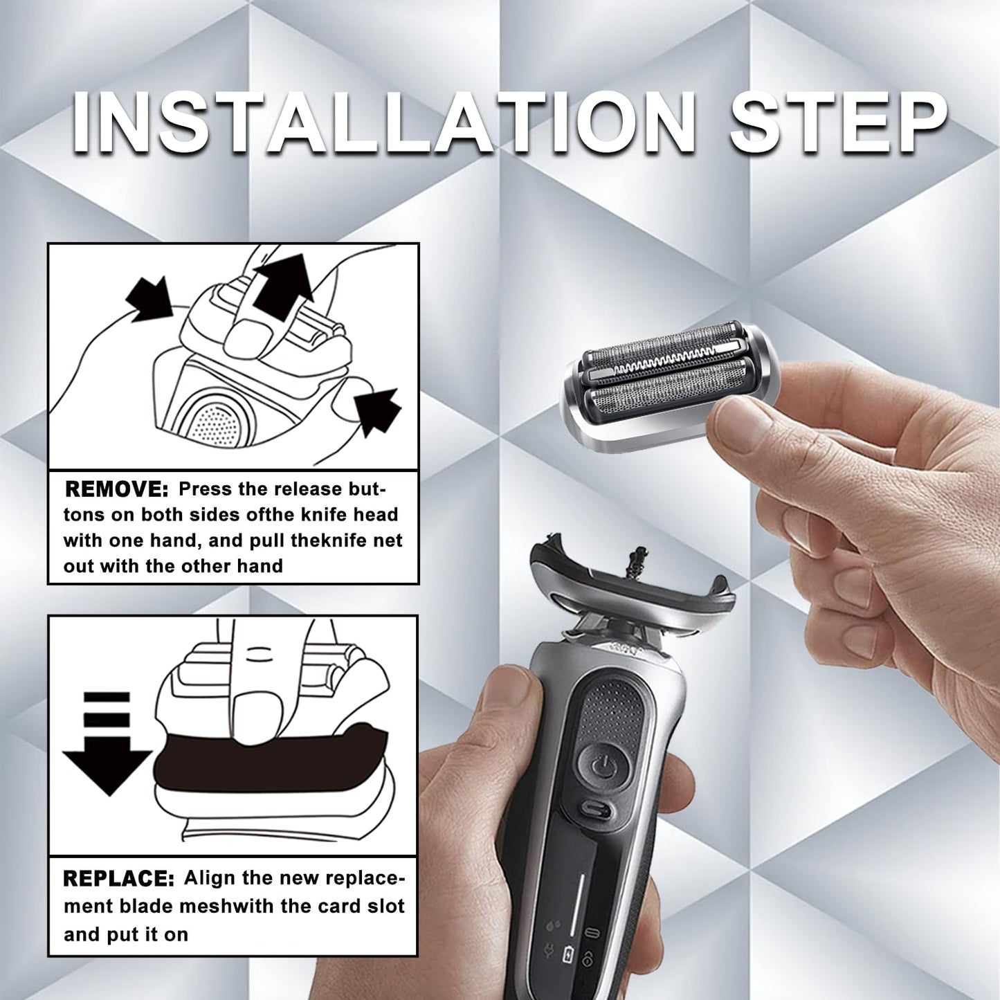 Braun Series 7 Electric Shaver Replacement Head - Compatible with 7120s, 7125s, 7127cs, 7171cc, 7175cc, 7185cc, 7189cc
