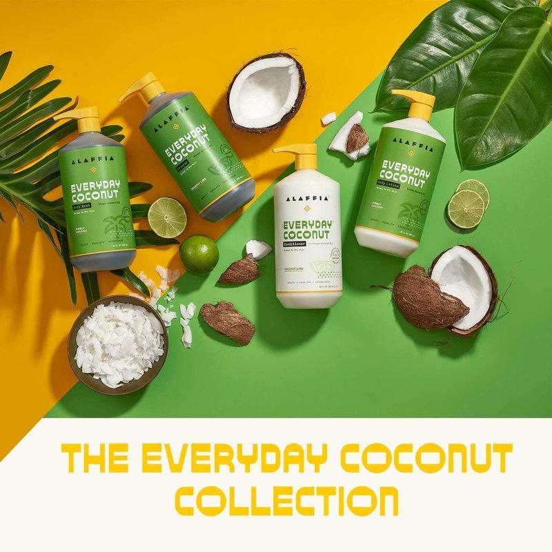 Alaffia Conditioner, EveryDay Coconut 2-Pack – Purely Coconut Hydrating Hair Conditioner, Detangler, Frizz Control, 32 Oz Ea