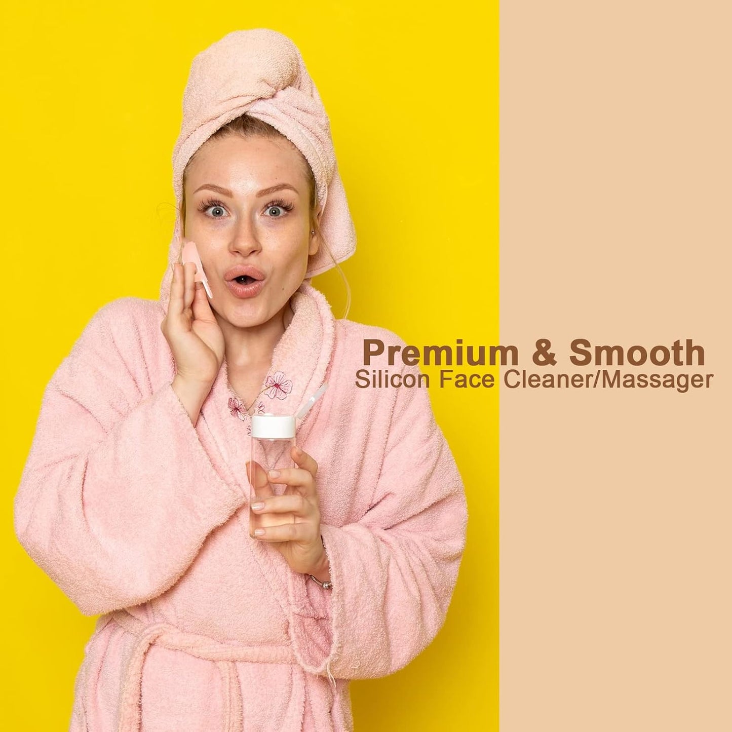 Silicon Bath Scrubber Kit - Scalp, Body, Back & Face Massager | Gentle Exfoliating, Easy to Clean, Long Lasting (Pink)